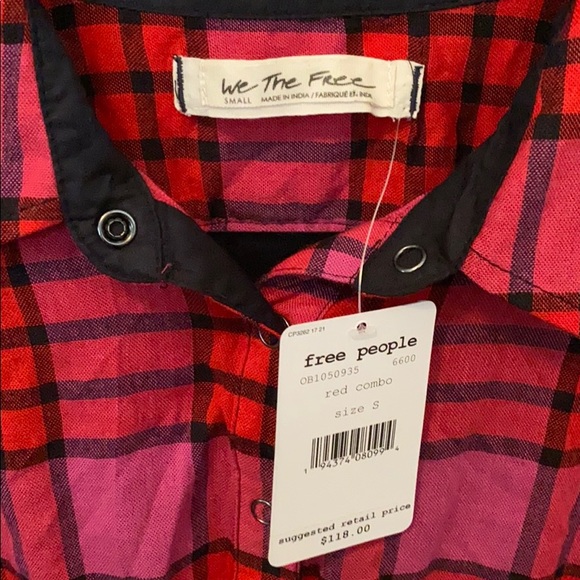NWT Free People Pacific Dawn Plaid Shirt - Picture 10 of 14